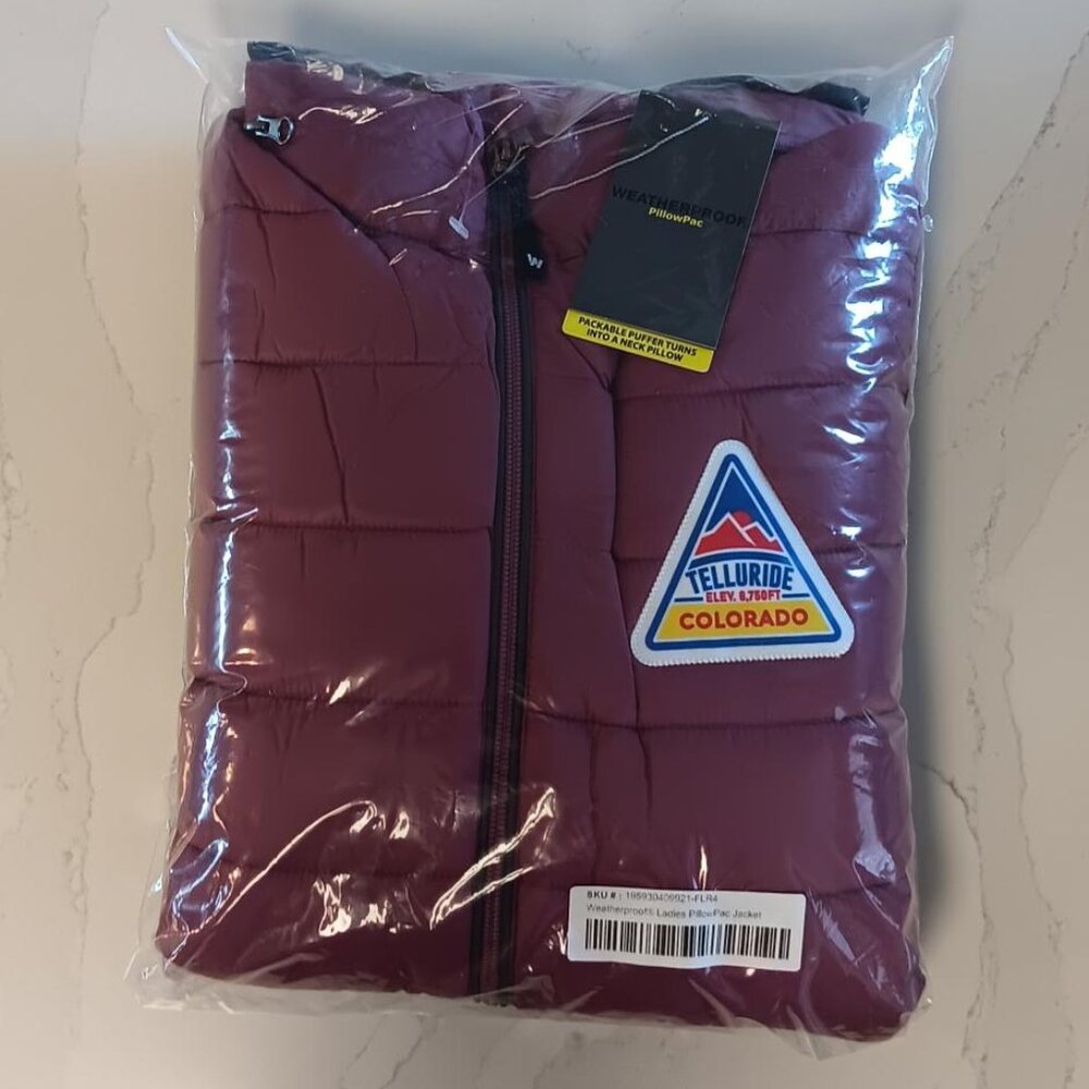 WEATHERPROOF Womens Puffer Jacket Packable Dusk Orchid With Logo Size NEW - Picture 8 of 13